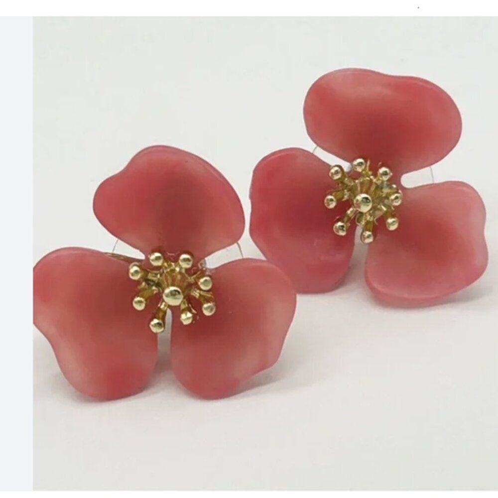 J Crew Factory Flower Stud Earrings (Coral Color)